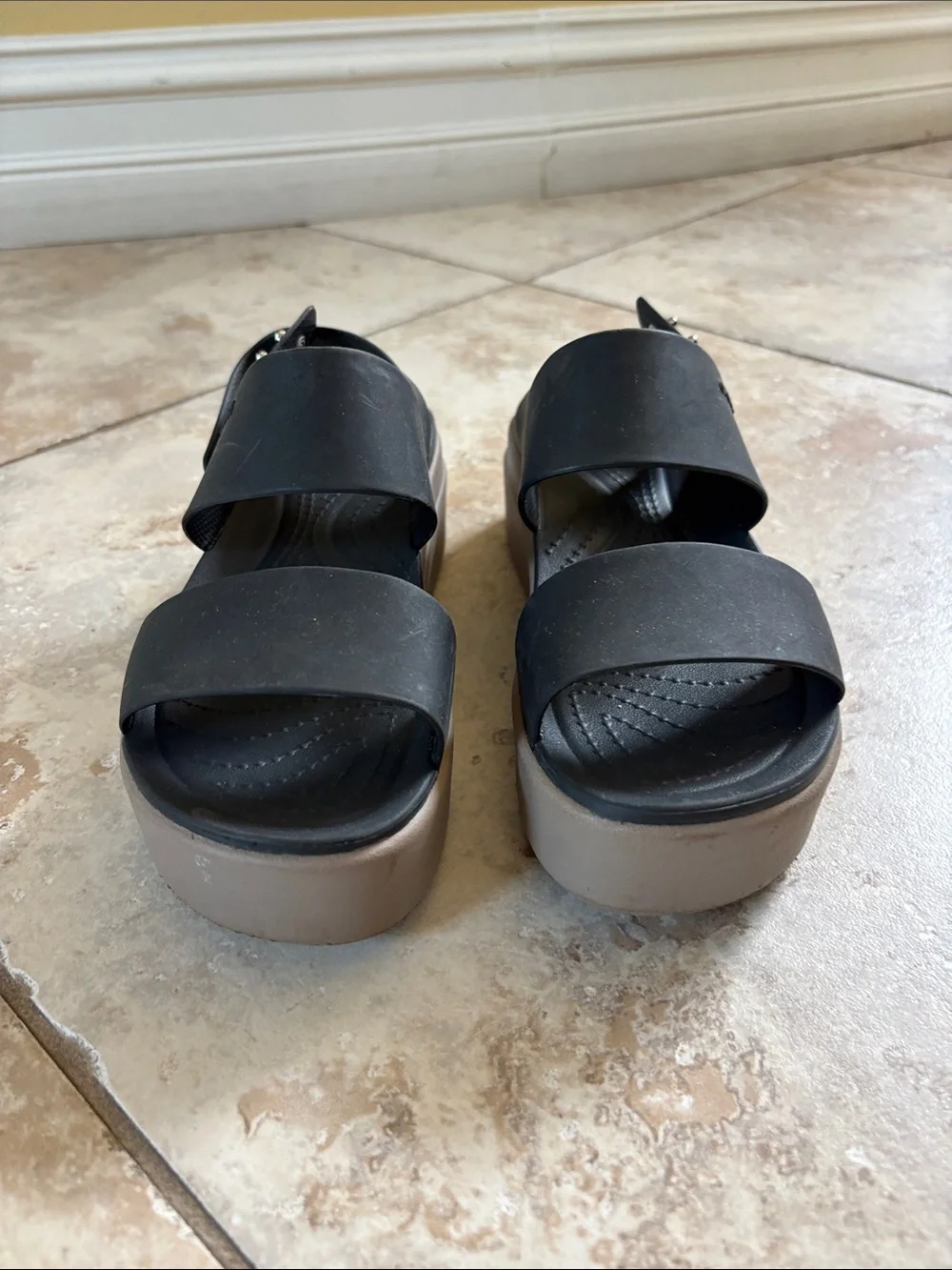 Women’s crocs Black Strap Sandals- size 6